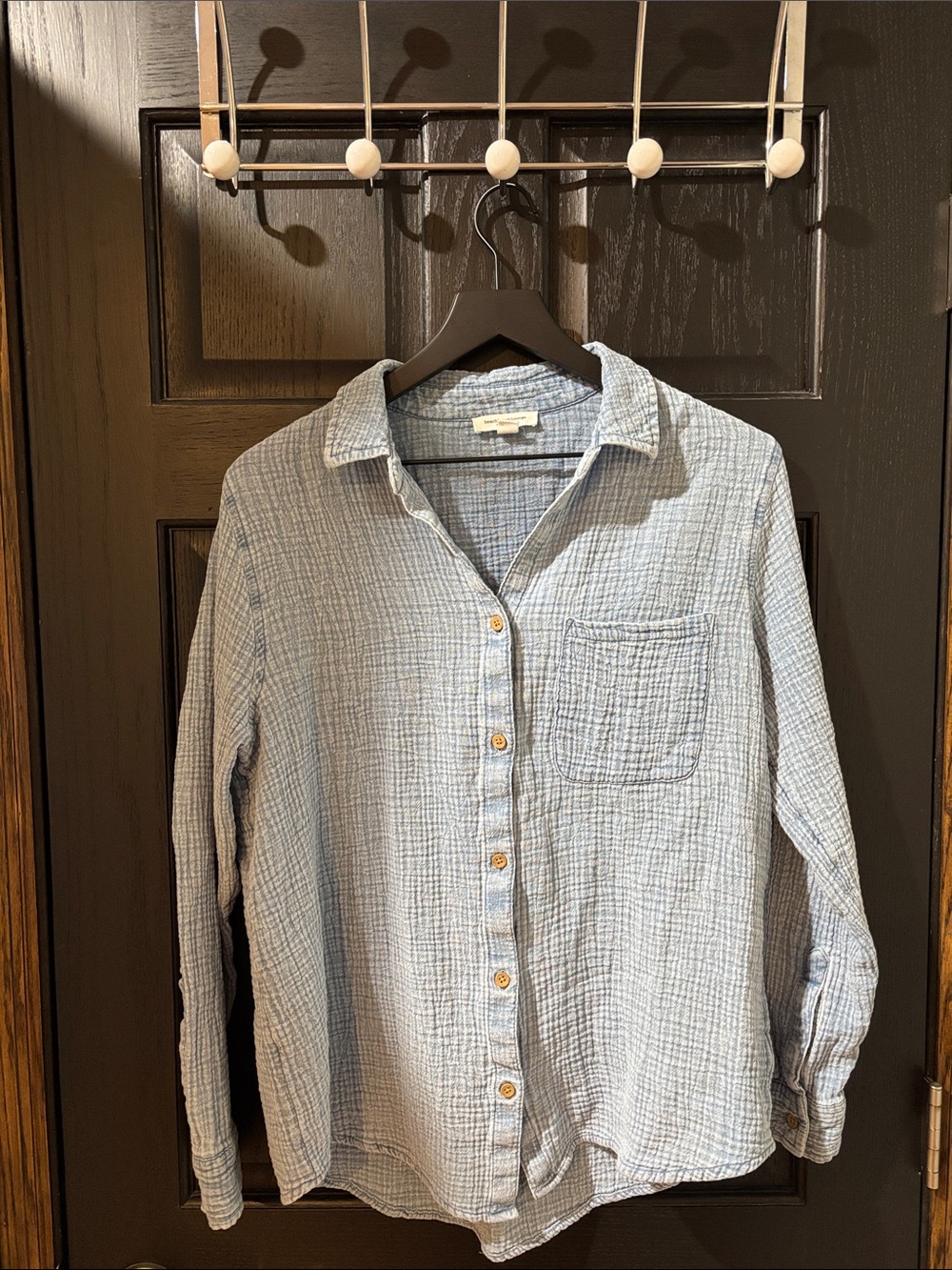 beachlunchlounge Pale Blue Cotton Gauze Button-Up Shirt